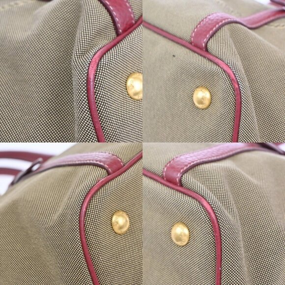 PRADA MILANO Logo 2Way Shoulder Hand Bag Canvas Leather Brown Red 79EE817 - Picture 7 of 16